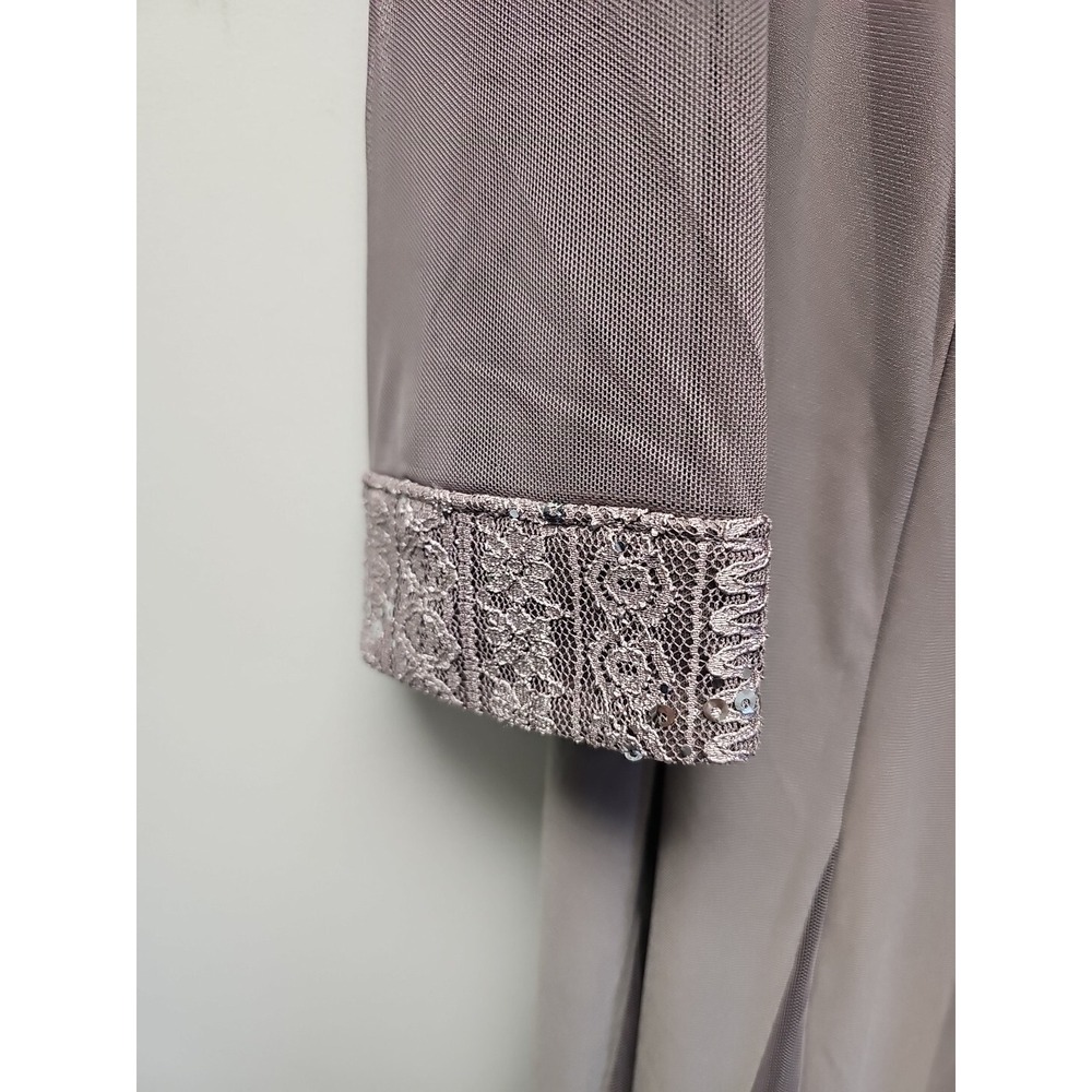R&M Richards Sheer Embellished Sleev Duster Blazer Jacket Formal Wear Sz 12 Tall - Picture 2 of 7